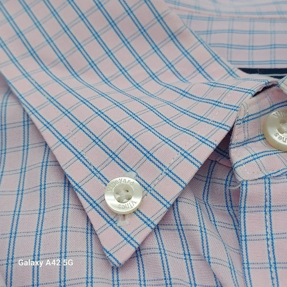 Vineyard‎ Vines Mens Whale Shirt Pink Blue Check Button Down Cotton Size M